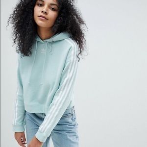 Adidas Cropped Hoodie in Mint Green